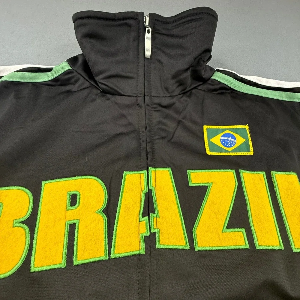 Ghast Track Jacket Mens L Black Brazil Embroidered Full Zip NWT